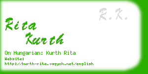 rita kurth business card